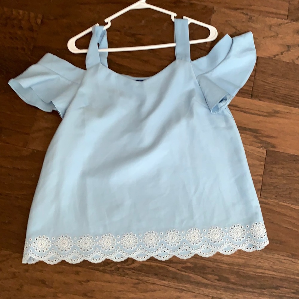 Light Blue Cold shoulder tank